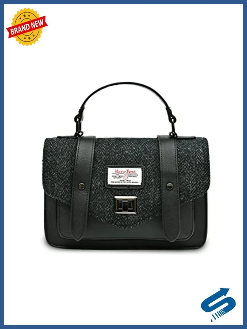 Medium Satchel Handbag - Premium Microfibre Leather, Dual-Buckle Closure,